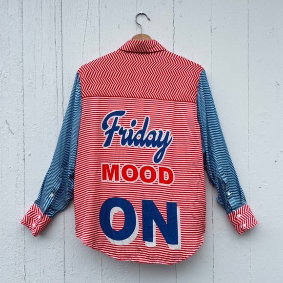 ME369 “Friday Mood On” Shirt | Size Small | 100% Viscose | Bold Print - Picture 4 of 7